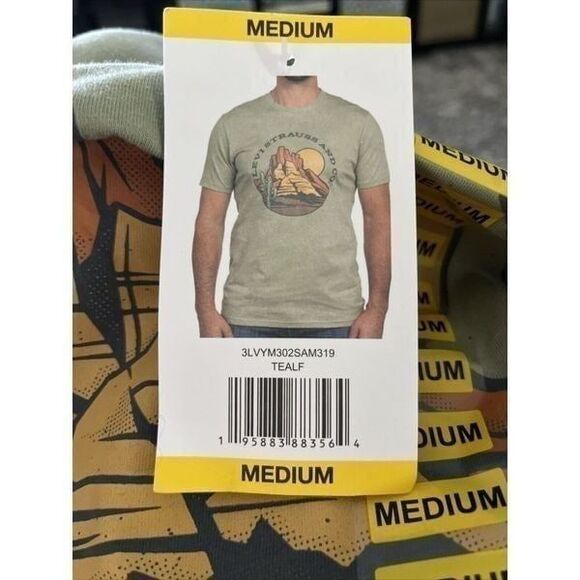 Levi Strauss Graphic Print T-Shirt, Mens Medium Short Sleeve Top Crew Neck - Picture 2 of 10